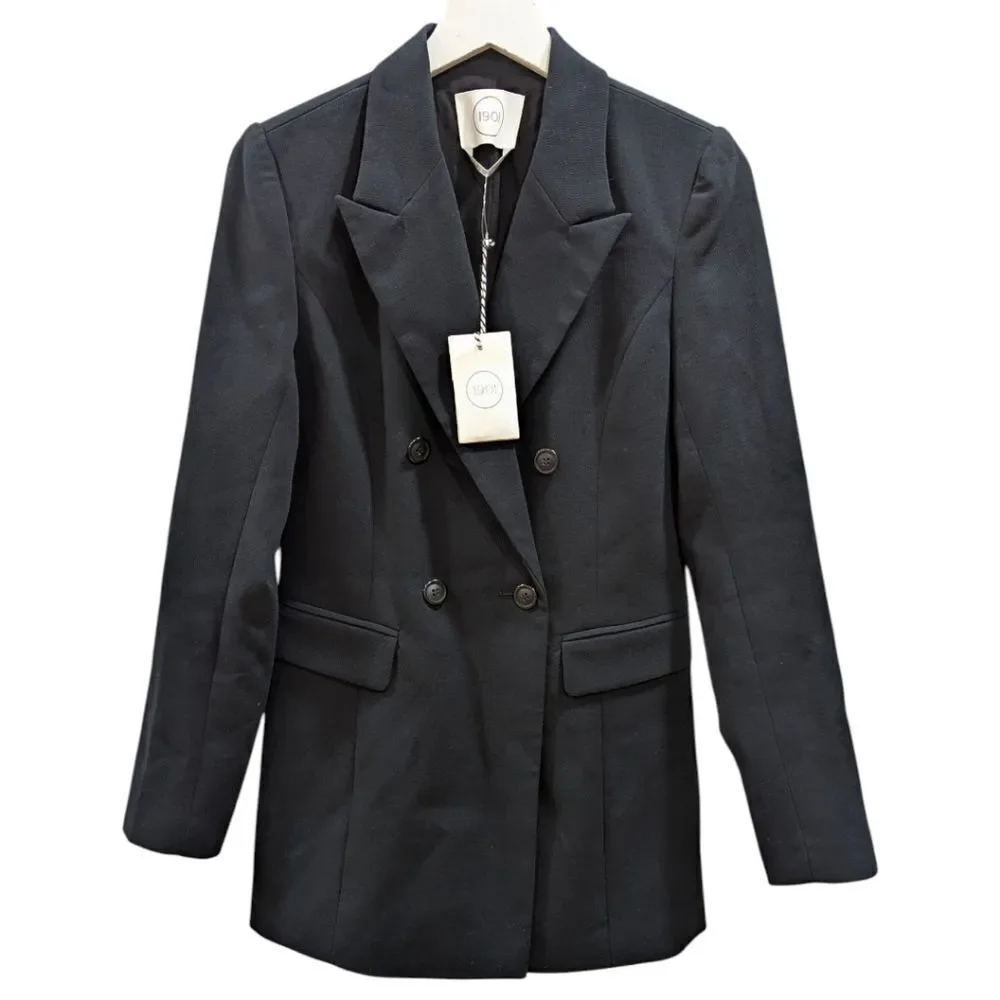 1901 Women's 4 Black Double Breasted Blazer NWT